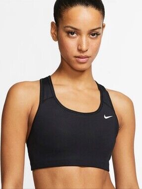 NIKE PRO SWOOSH BLACK SPORTS BRA NEW NWOT XS Light Support